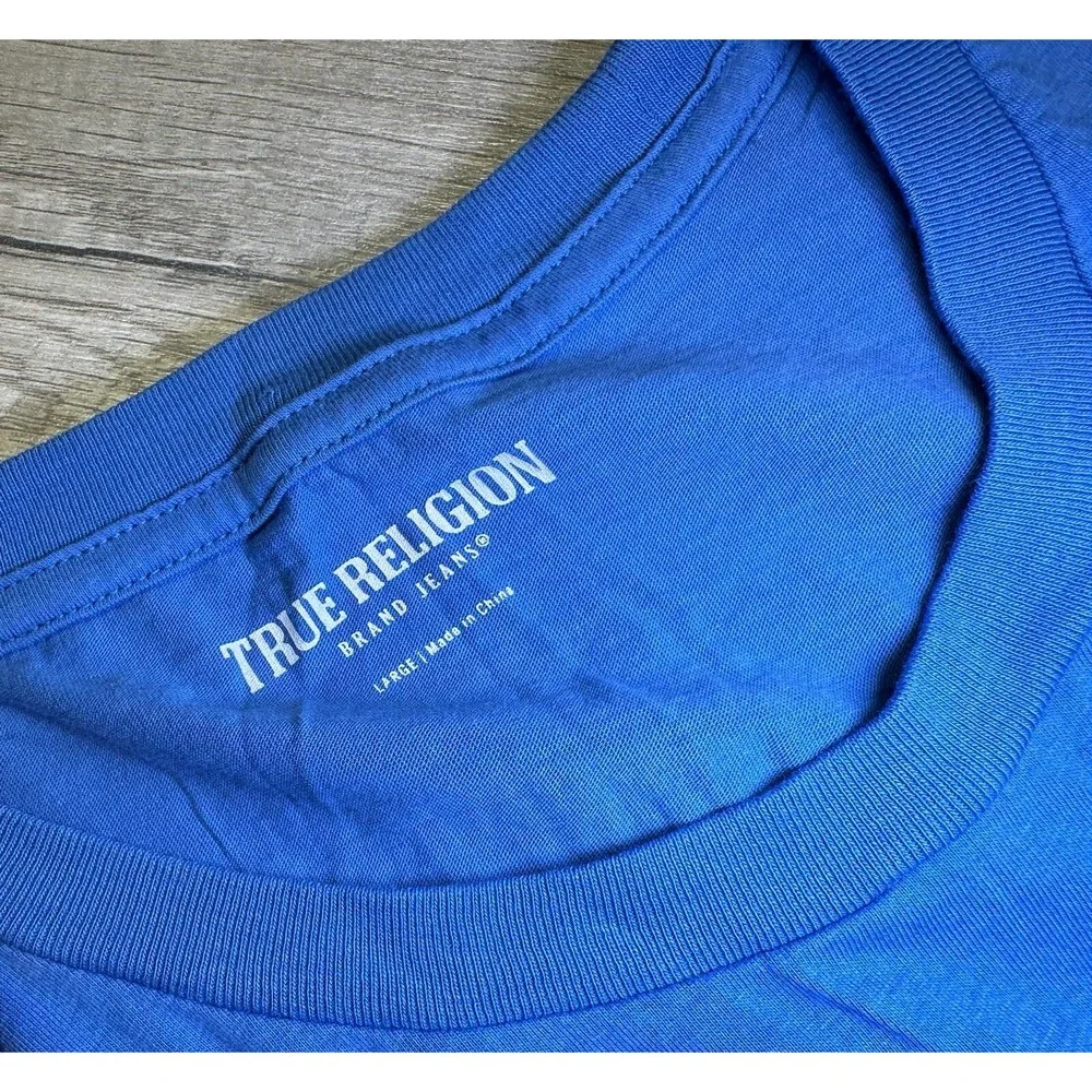 True Religion Half Buddha Horseshoe T Shirt Sz Large‎ Federal Blue Crew Rare